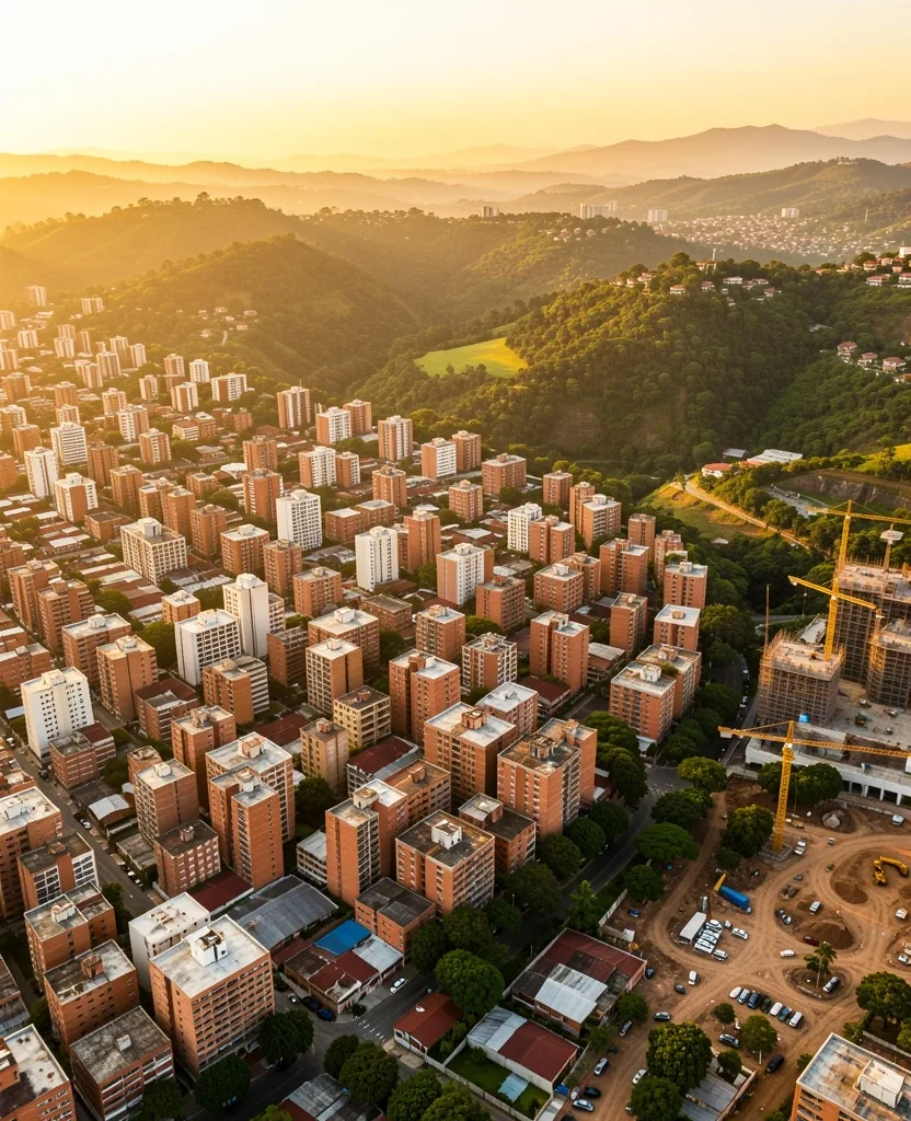 Ciudad intermedia colombiana en expansión urbana sobre el valle