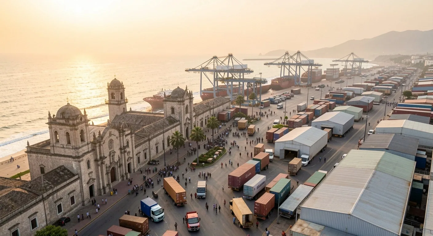 Vista aérea del puerto y centro histórico de Cartagena